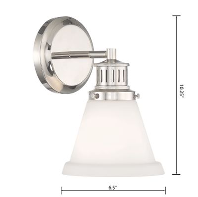 Alden 10.25″ High 1-Light Sconce- Polished Nickel Matte Opal