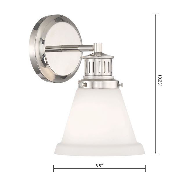 Alden 10.25'' High 1-Light Sconce- Polished Nickel Matte Opal