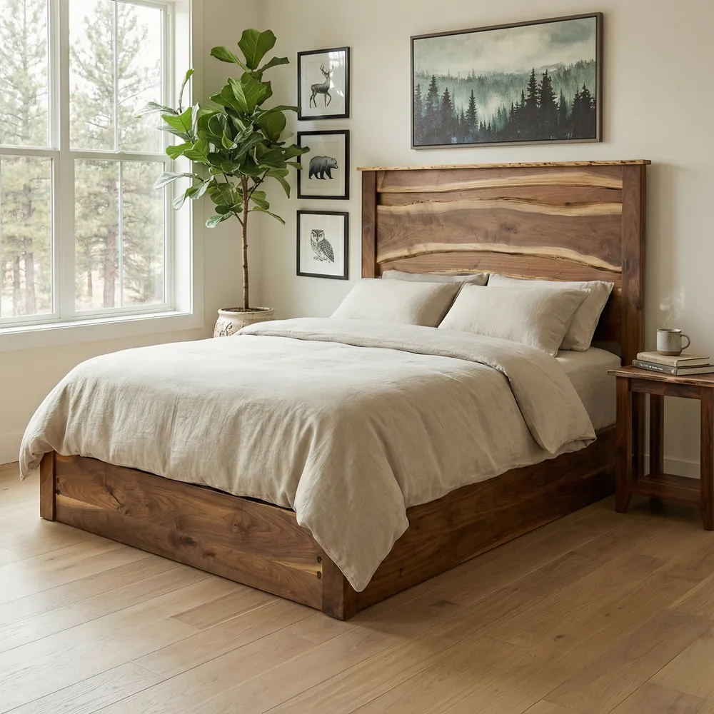 Heartland Walnut LIVE EDGE Platform Bed - Calif. King