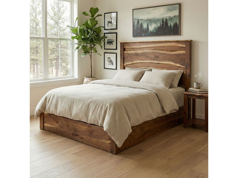 Heartland Walnut LIVE EDGE Platform Bed - Single 1