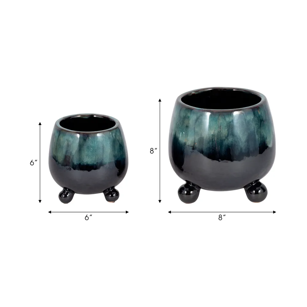 SUTTONOAK SET OF 2 BLUE PLANTER 8 (IN)