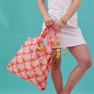 Elephants blu Reusable Shopping Bag 3