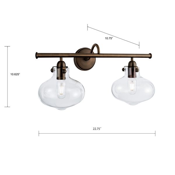 Clara 22.75'' Wide 2-Light Vanity Light - Architectural Bronze
