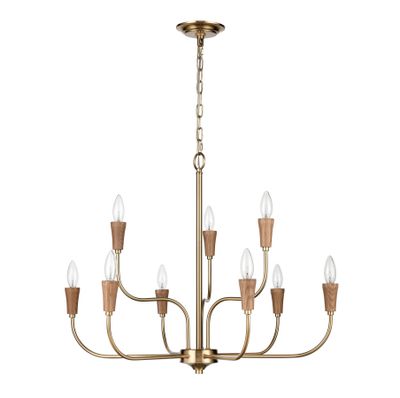 Inga 29″ Wide 9-Light Chandelier - Brass