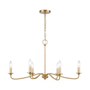 Abaca 32'' Wide 6-Light Chandelier - Brushed Gold 3