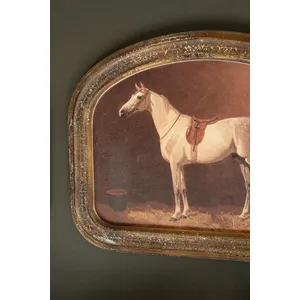 Set of 2 Arched Framed Horse Prints under Glass 3