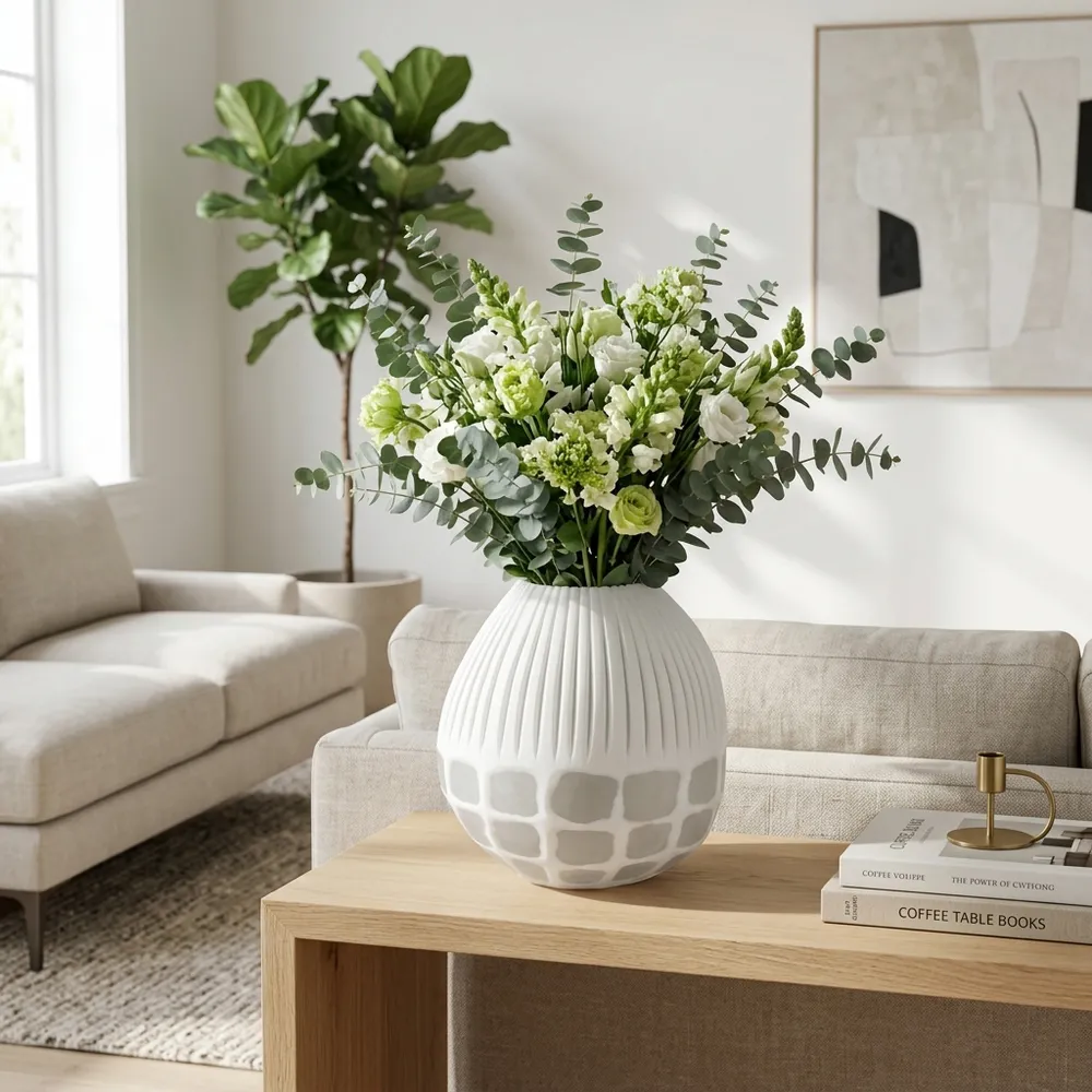 WOODSONWORTH WHITE GLASS VASE 11 (IN)