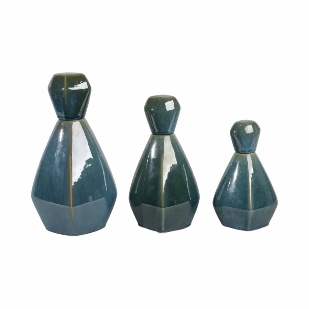 GIFFORDCLIFF SET OF 3 BLUE VASES 13 (IN)