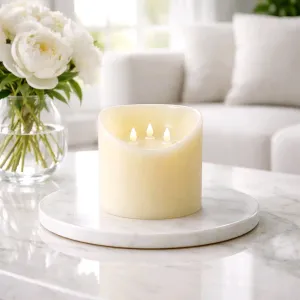 Cream Non Drip Moving Flame 3 Wick LED Candle 6in by 6in 1