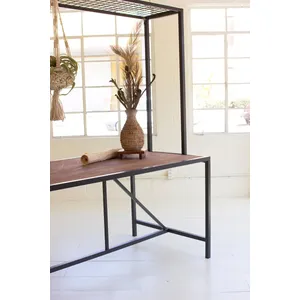 Metal and Wood Store Display Table with Wire Grid Top 3