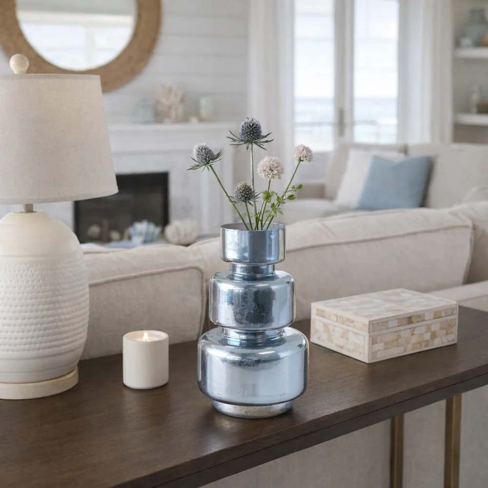 SOLCLIFF BLUE GLASS VASE 10 (IN)