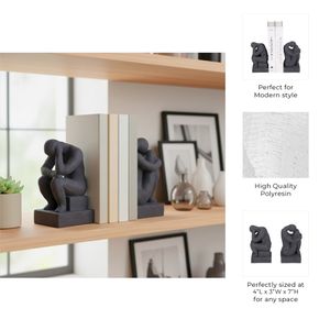 WILSONWORTH SET OF 2 BLACK BOOKENDS 7 (IN) 9