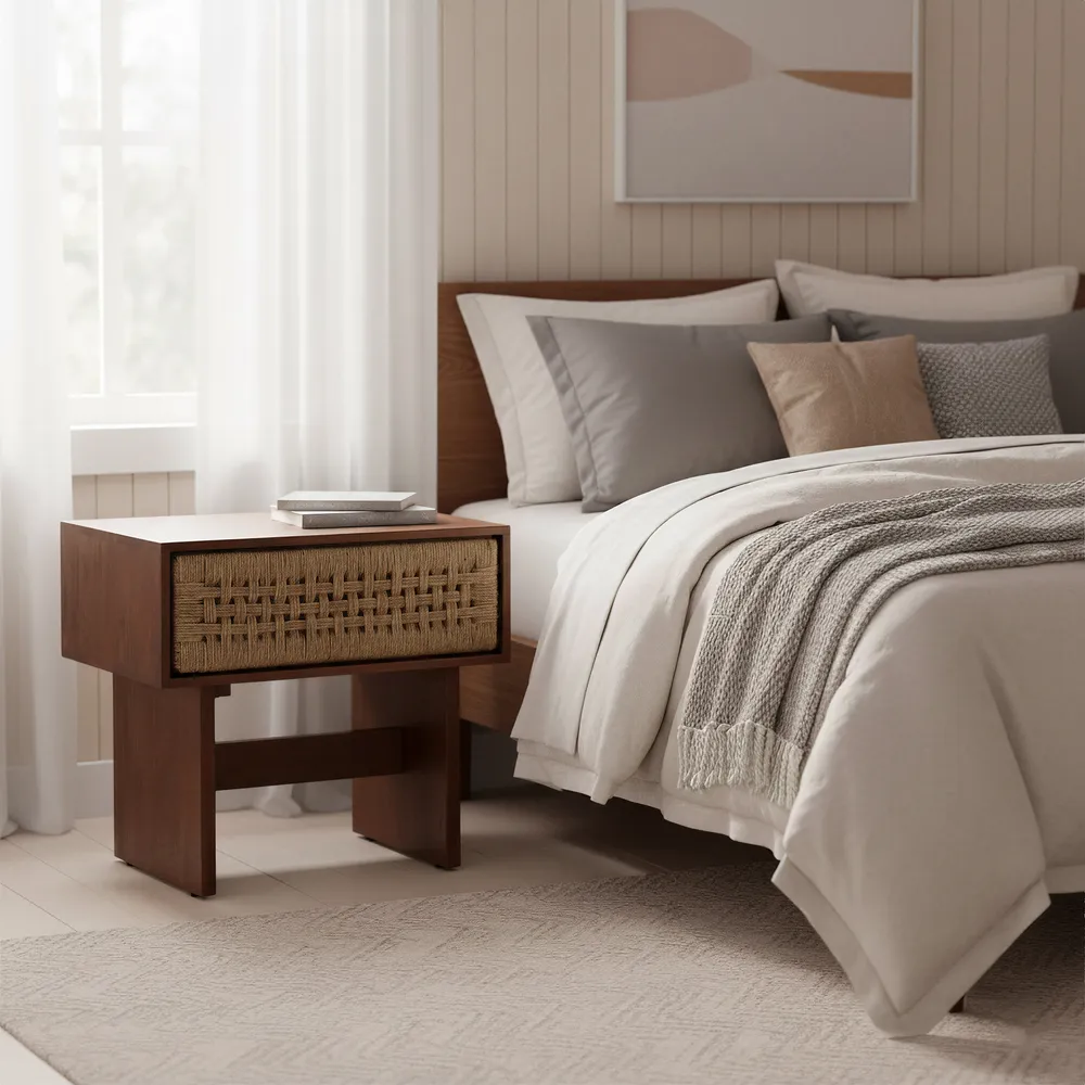 Amaria Nightstand Natural & Walnut