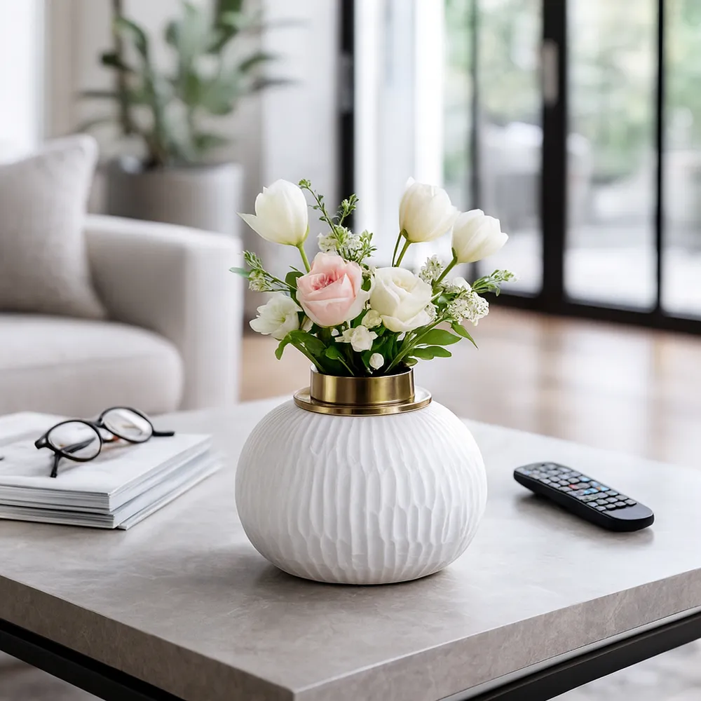 ADLERCREST WHITE VASE 6 (IN)