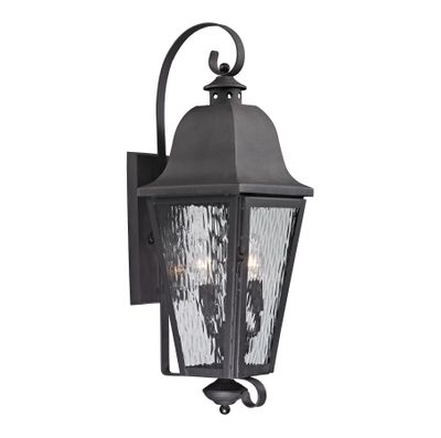 Forged Brookridge 30″ High 3-Light Outdoor Sconce - Charcoal