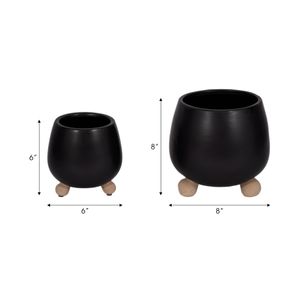 SUTTONOAK SET OF 2 BLACK PLANTER 8 (IN) 8