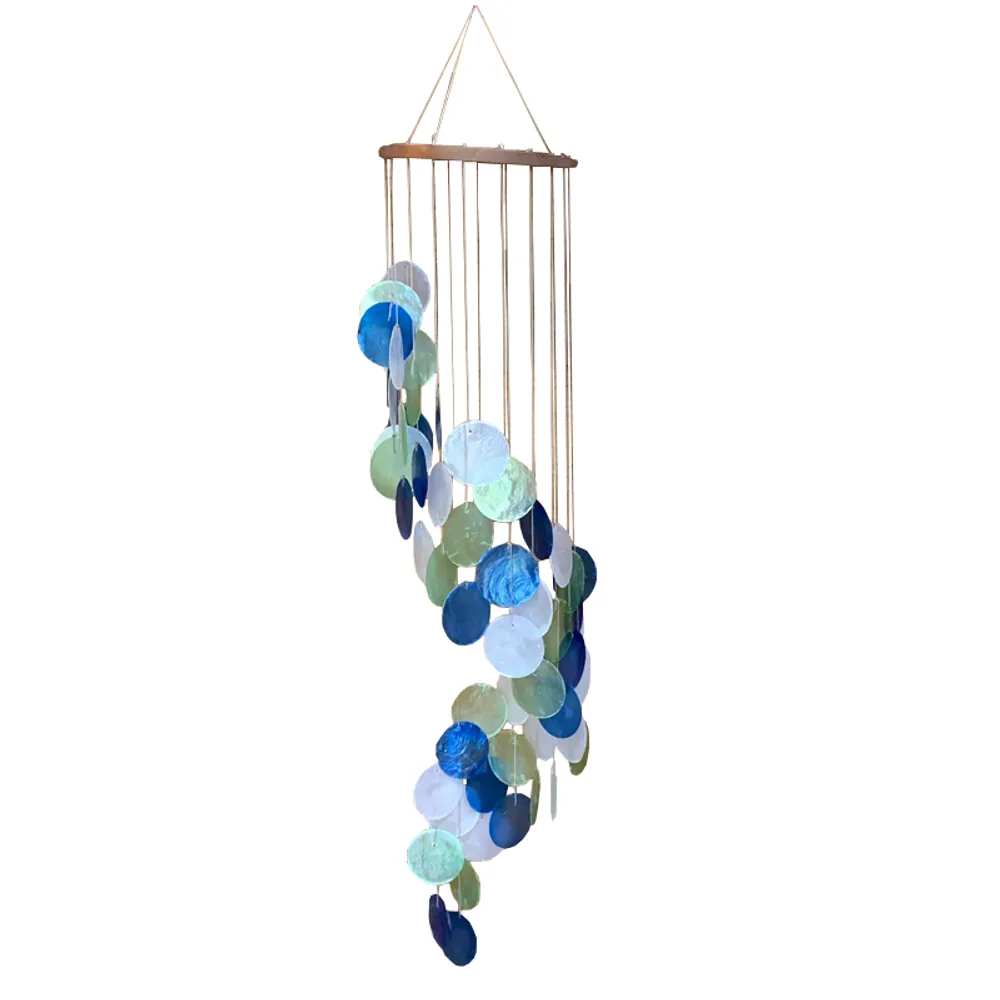 29-1/2" CAPIZ SHELL WINDCHIME BL/GR/WH