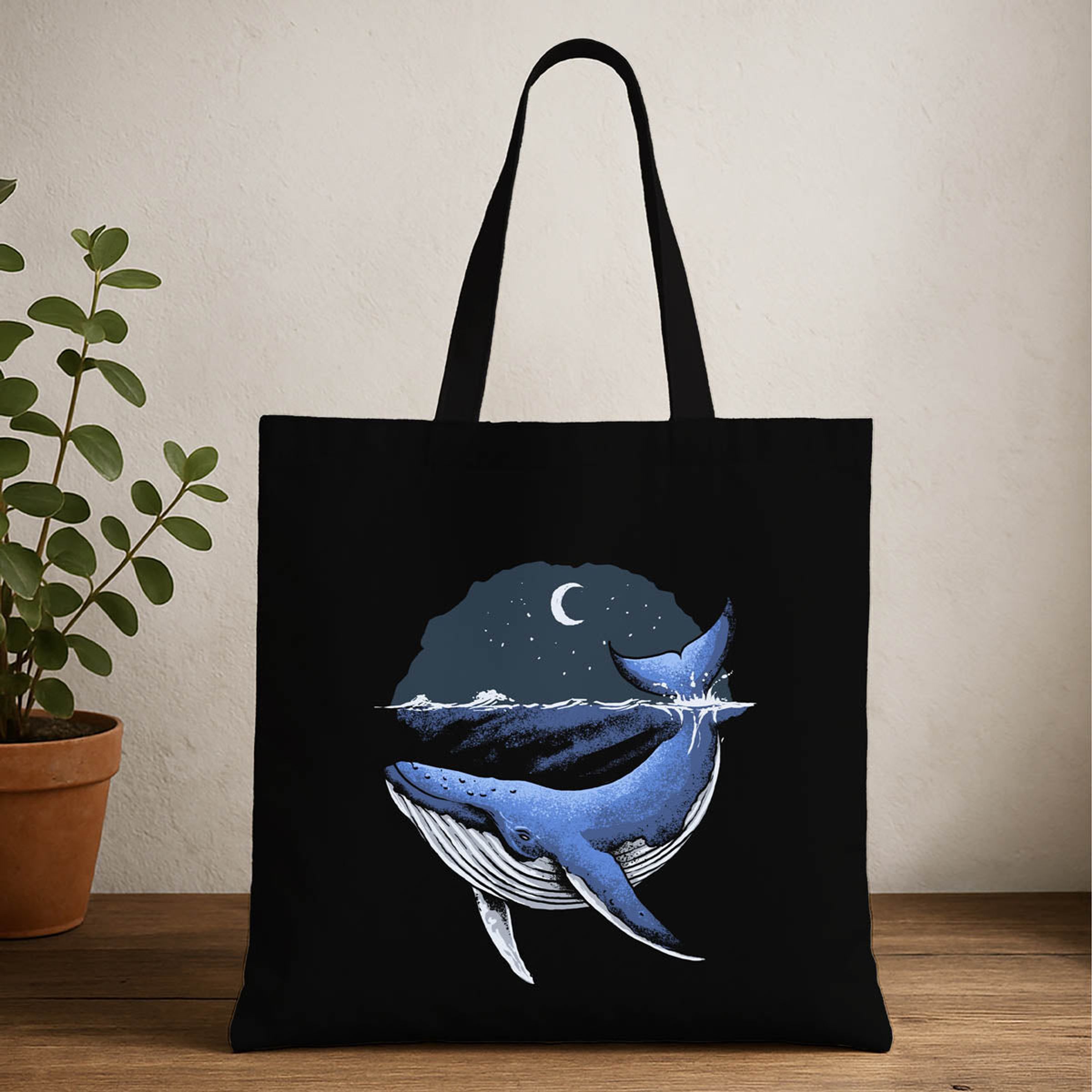 REPEAT WHALE CANVAS TOTE - ASST