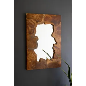 Live Edge Teakwood Framed Puzzle Mirror 1