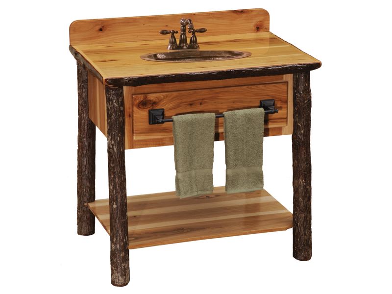 Hickory Log Open Vanity with Shelf - without Top - Espresso 1