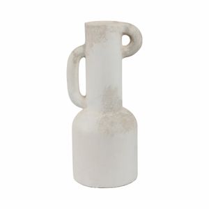 19" ASYMMETRICAL EARED TERRACOTTA VASE, WHITE 5