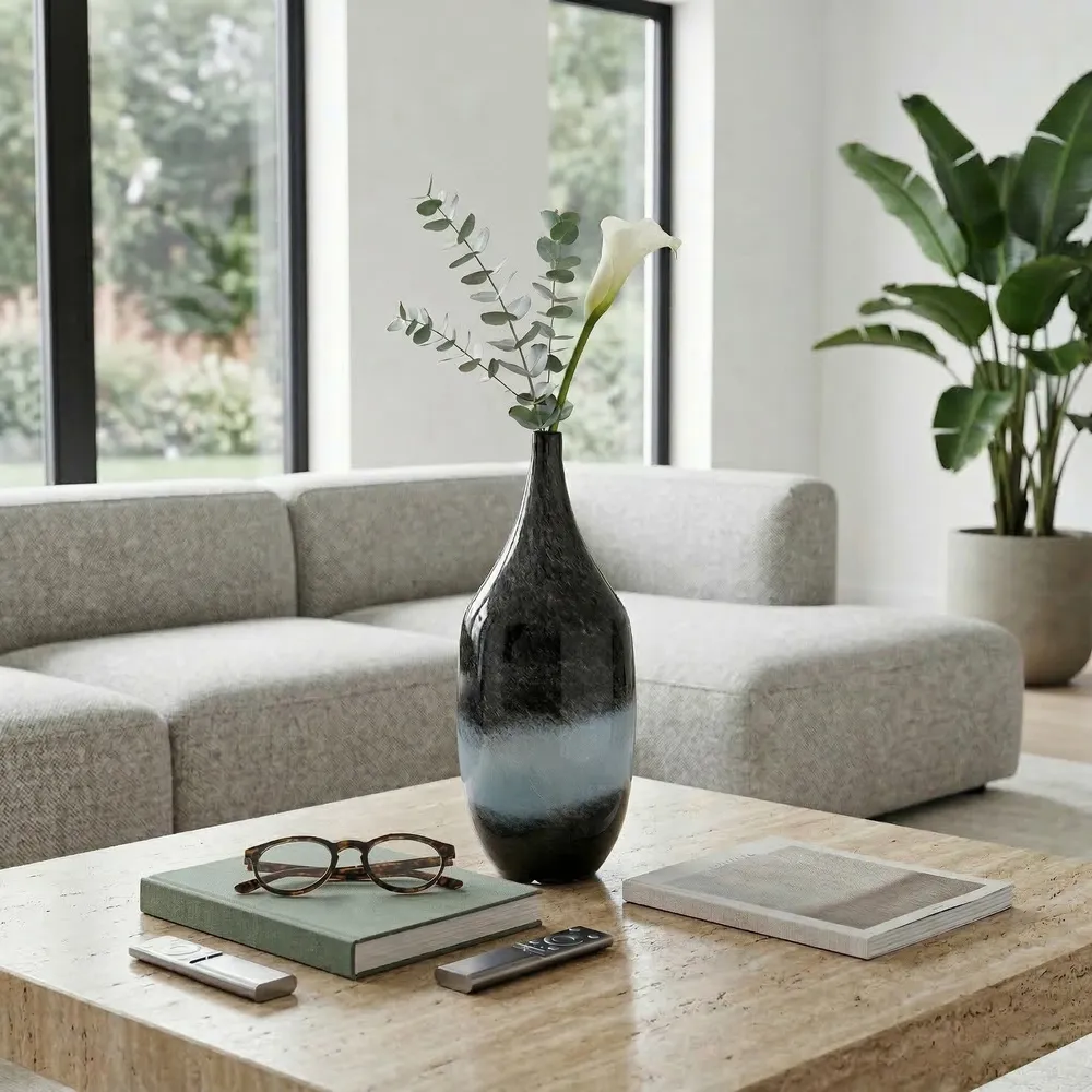 FINLEYMOOR BLUE GLASS VASE 14 (IN)
