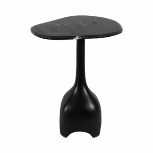 21" CURVED TOP MARBLE ACCENT TABLE, BLK 1