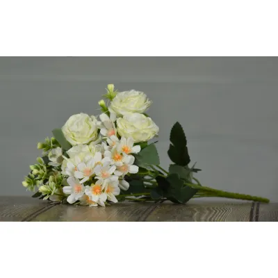 Cream Cabbage Rose  Pick 14in