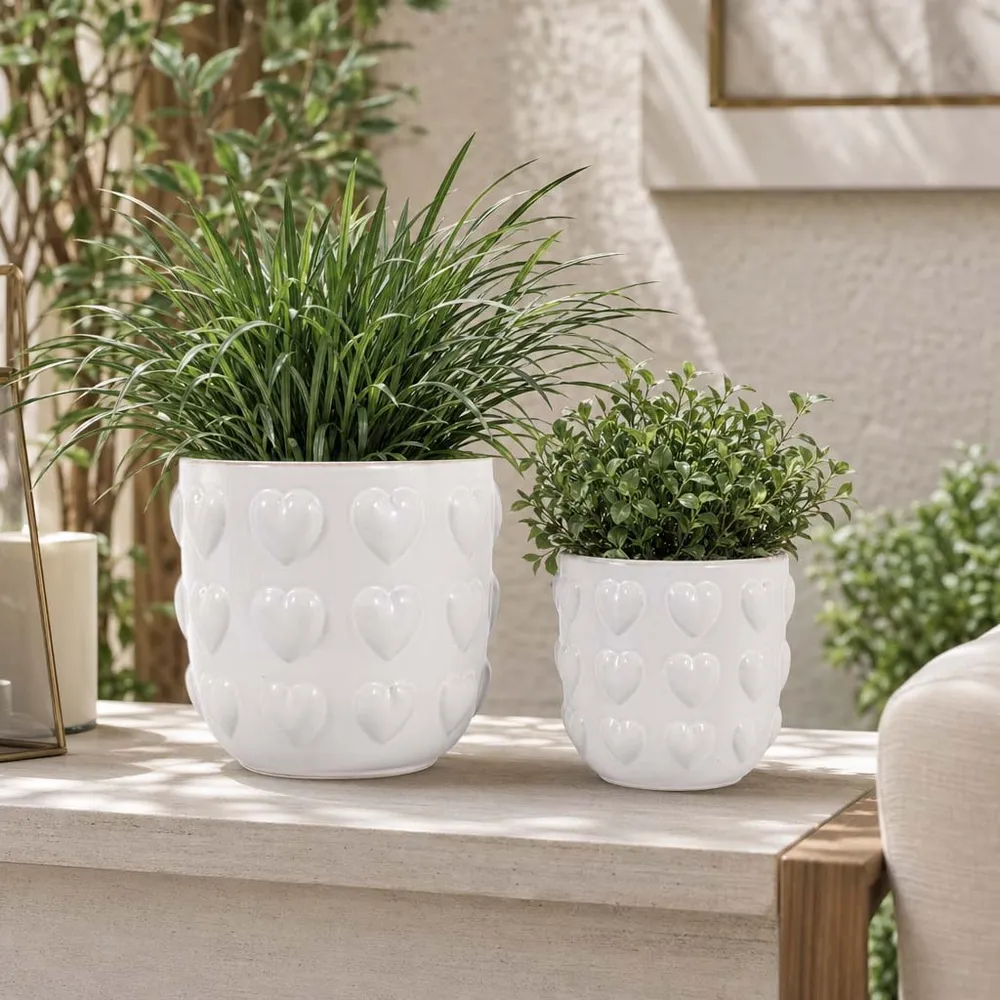 DRAPEROAK SET OF 2 IVORY PLANTER 7 (IN)