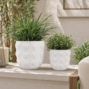 DRAPEROAK SET OF 2 IVORY PLANTER 7 (IN) 11