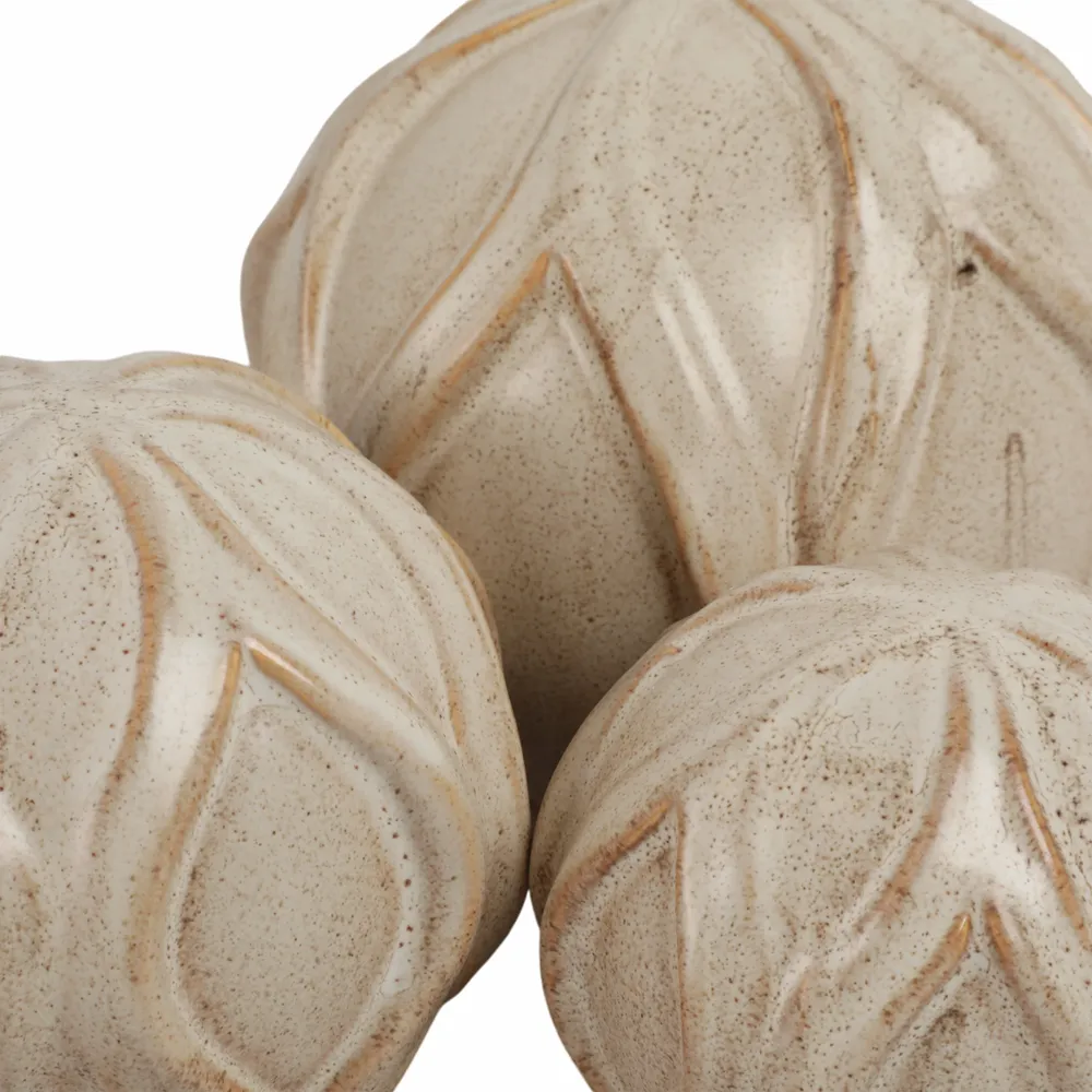 DORIANMORE SET OF 3 IVORY ORBS 5 (IN)