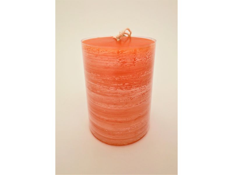 4" Orange Brush Pillar Candle 3