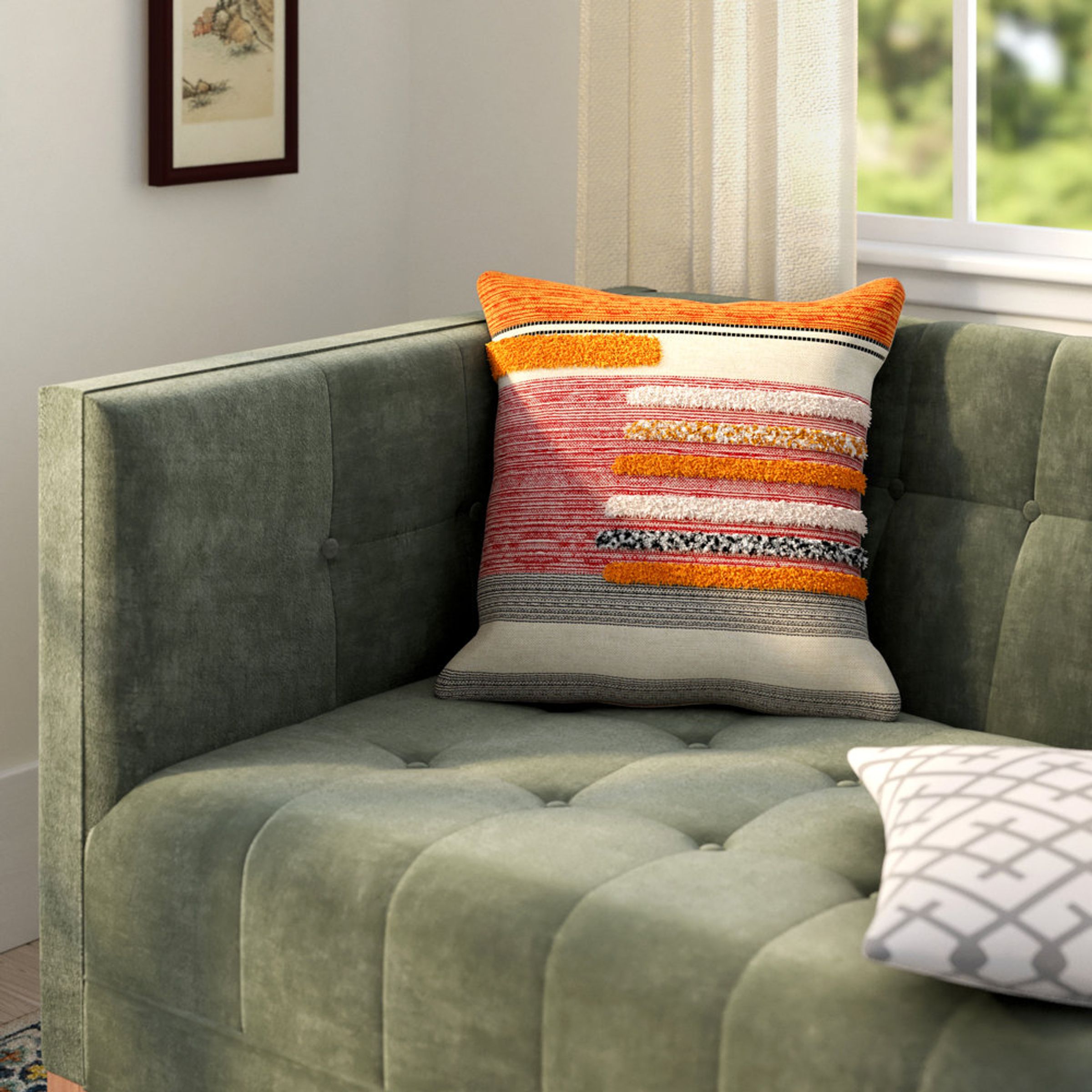 Davon Appliqued Cotton Throw Pillow
