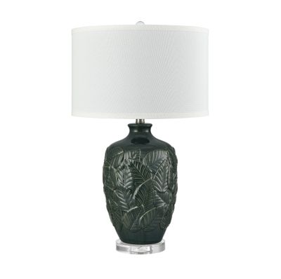 Goodell 27.5″ High 1-Light Table Lamp - Green Glaze and Drum Shade