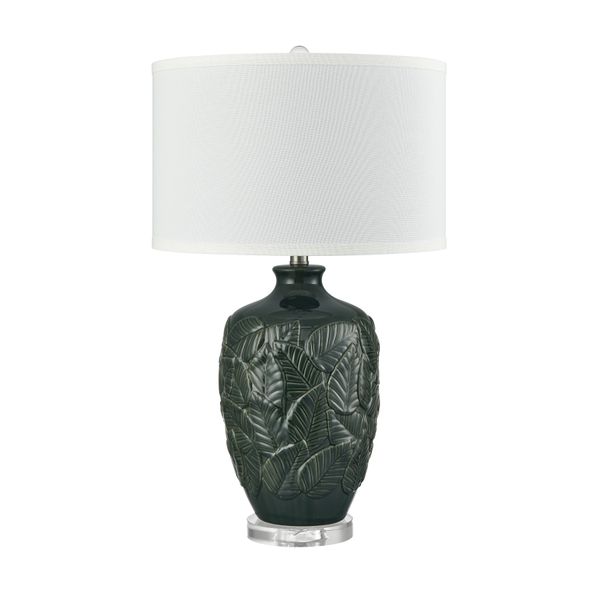 Goodell 27.5'' High 1-Light Table Lamp - Green Glaze and Drum Shade