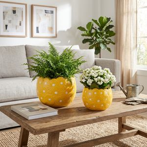 BRONSONRUN SET OF 2 YELLOW PLANTER 7 (IN) 2
