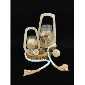 Distressed White Lanterns 10.75x5x6.75in 3