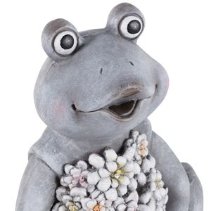 13X10" SITTING FROG WITH SOLAR FLOWERS, GREY MULTI 6