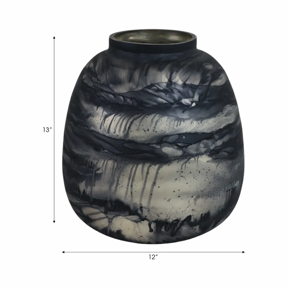 CLYDEBURN BLUE GLASS VASE 13 (IN)