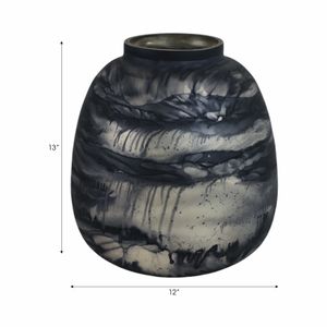 CLYDEBURN BLUE GLASS VASE 13 (IN) 9