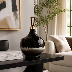 ELMONTGROVE BLACK GLASS VASE 16 (IN) 2