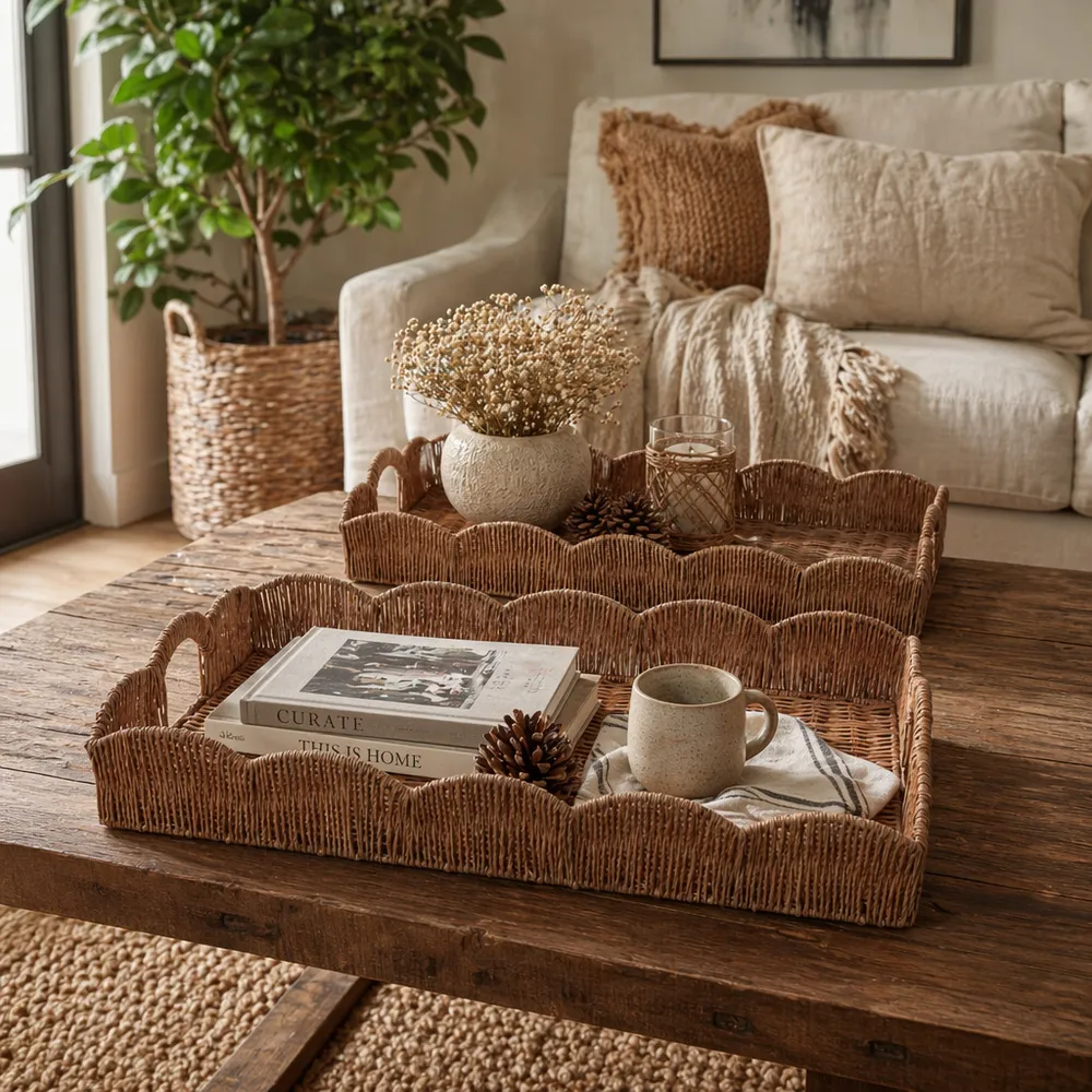 YATESGROVE SET OF 2 BROWN TRAY 4 (IN)