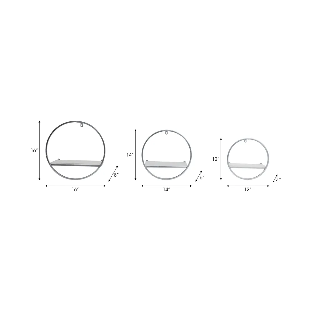 GAIGESTONE SET OF 3 SILVER WALL SHELF 8 (IN)