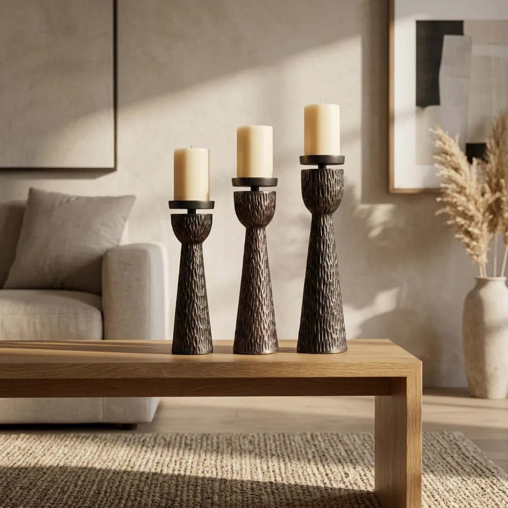 GARNERFORD SET OF 3 BLACK CANDLE HOLDER 16 (IN)