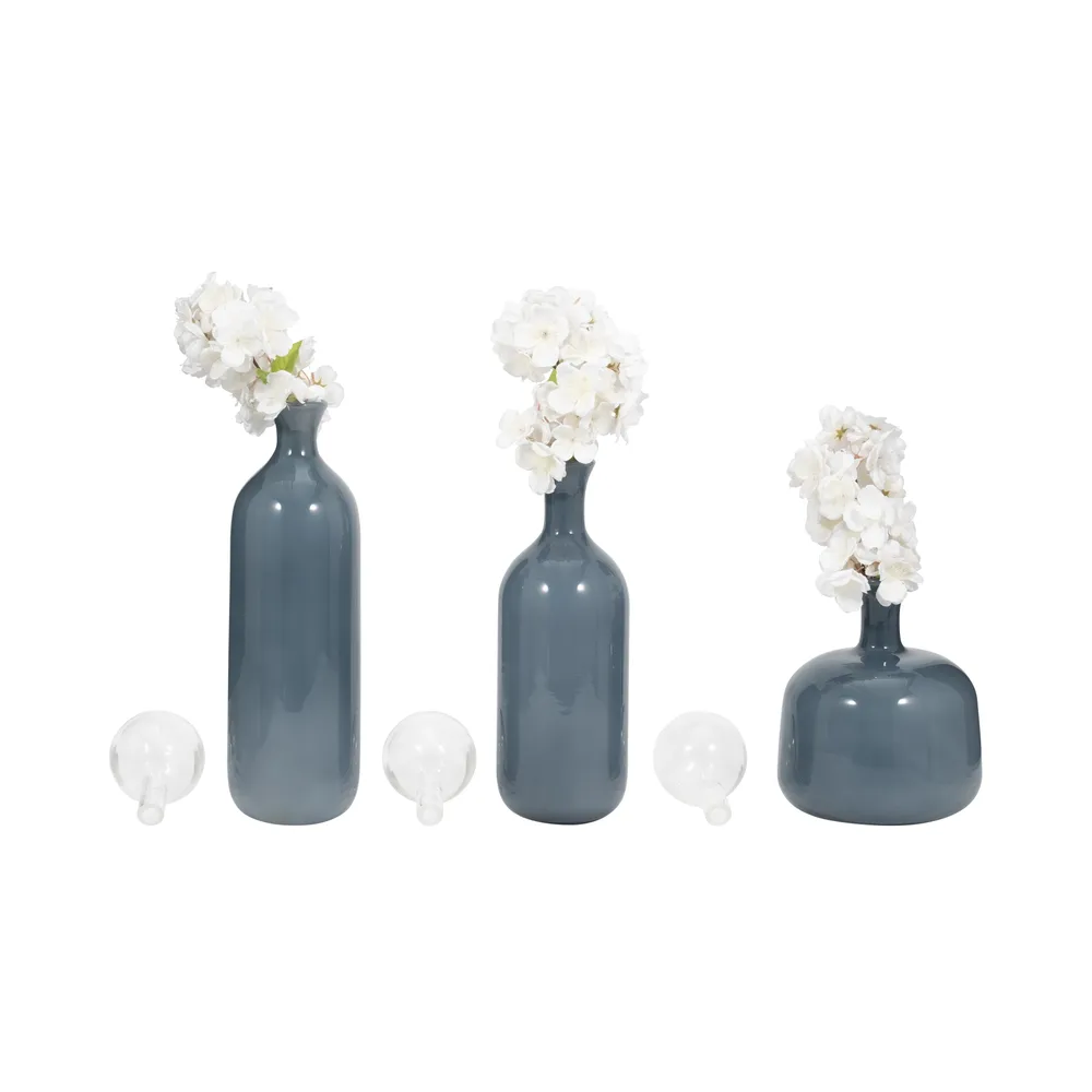 HARSTONRIDGE SET OF 3 BLUE GLASS VASES 19 (IN)