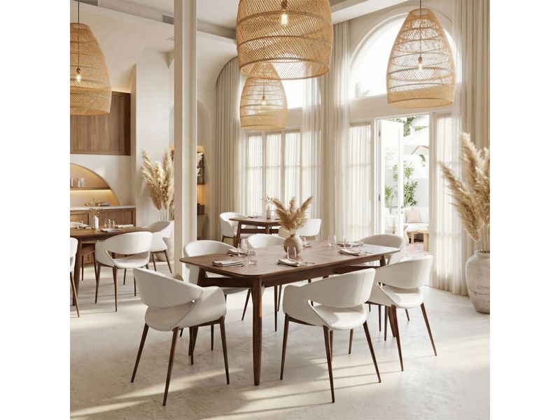 Limay Dining Chair Beige & Walnut 10