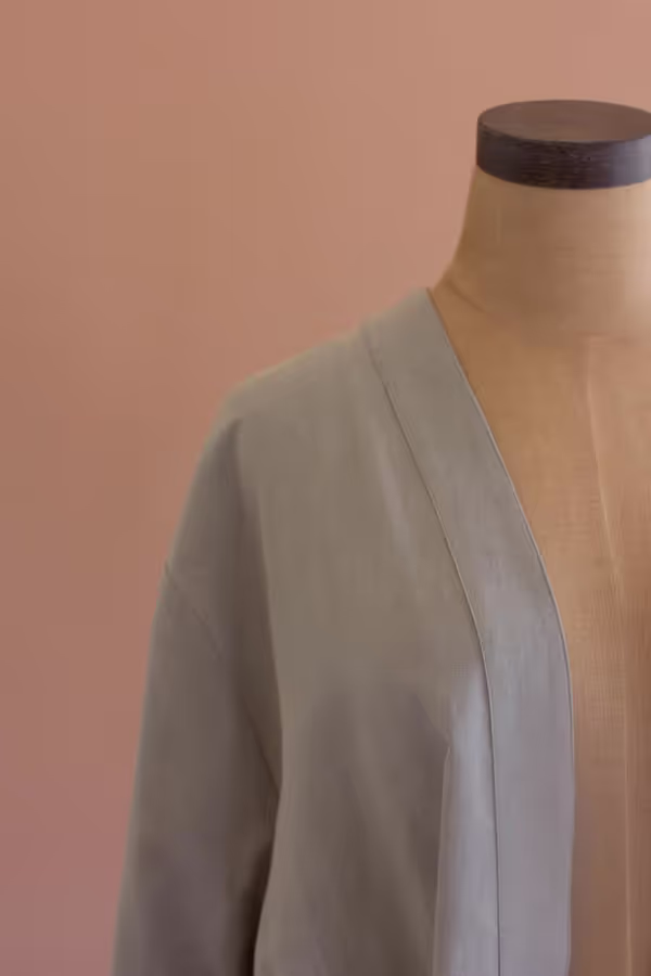 Short Kimono with Front Pockets - Fog