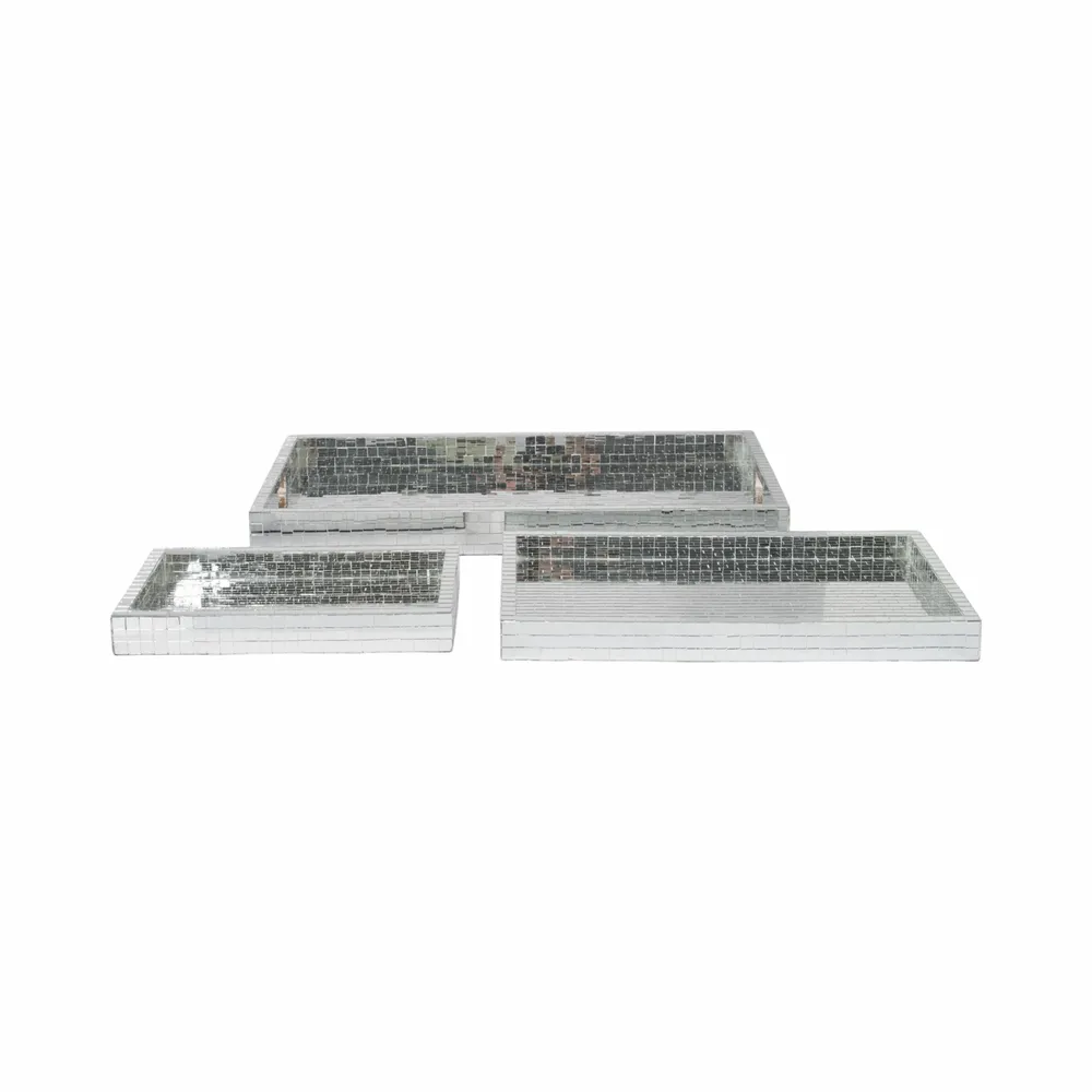 EVERTONCROSS SET OF 3 SILVER TRAY 2 (IN)