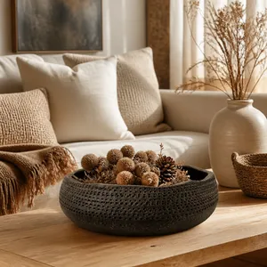 15" PIERCED CLAY BOWL, BROWN 2