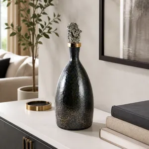 FARLEYDALE BLACK GLASS VASE 15 (IN) 11